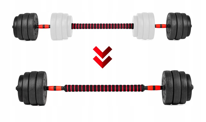 HANTLE regulowane 2x20KG sztanga KETTLEBELL zestaw HANTLI 6w1 GRYFY uchwyty