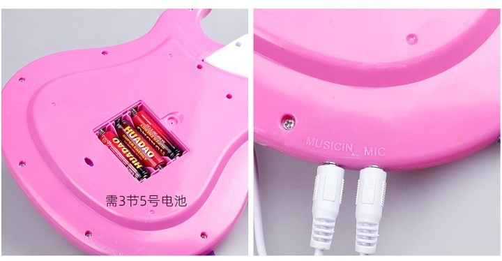 DUŻA GITARA ELEKTRYCZNA ZABAWKA MUZYCZNA DLA DZIECI MIKROFON +STATYW ZESTAW