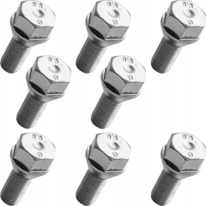 Zestaw 8 śrub stożkowych z kołnierzem do kół osi niehamowanej przyczepy