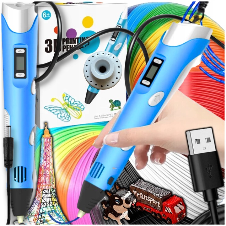 DŁUGOPIS 3D DLA DZIECI DRUKARKA 3D MAGICZNY DŁUGOPIS 3D + WKŁADY 110 METRÓW