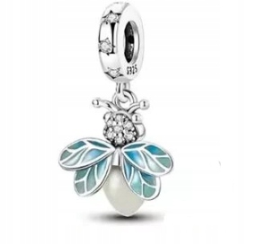 Charms ze srebra świecący w ciemności świetlik robaczek świętojański s925