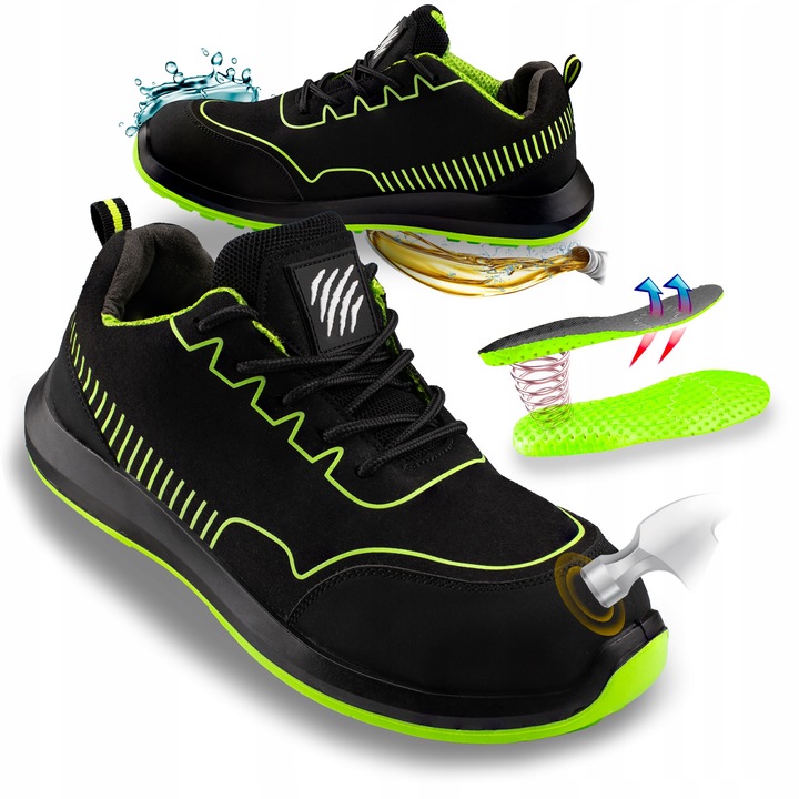 BUTY ROBOCZE MĘSKIE PÓŁBUTY SPORTOWE ODDYCHAJĄCE Z NOSKIEM S1 BHP LEKKIE