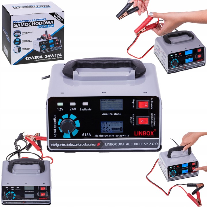 PROSTOWNIK SAMOCHODOWY DO AKUMULATORÓW 24V 12V 30A