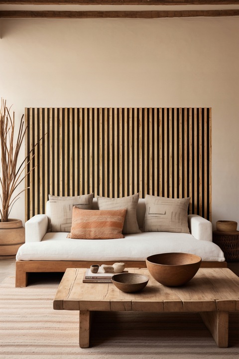 Lamele ścienne 54x260 cm, akustyczne na czarnym filcu - Dąb Wotan 279