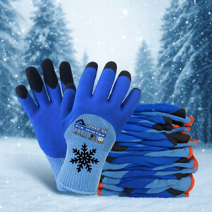 12 PAR Rękawice Robocze Ochronne BHP Ocieplane Zimowe Grube Arhem Winter 10
