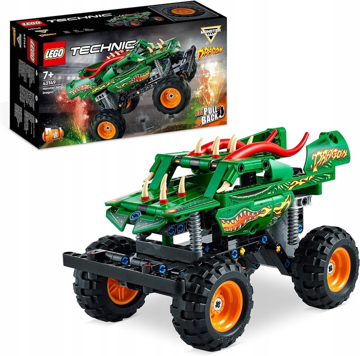 LEGO TECHNIC Monster Jam Dragon 2w1 klocki 42149 krokodyli pojazd zestaw 7+