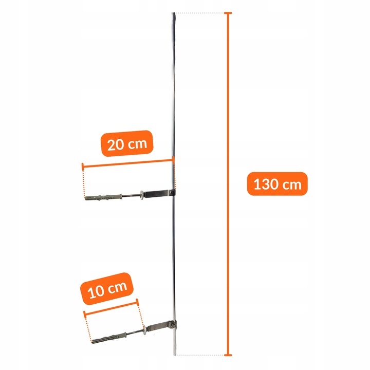 Iglica Kominowa Odgromowa 1,3 m Na Piorunochron Z Nierdzewnym Mocowaniem
