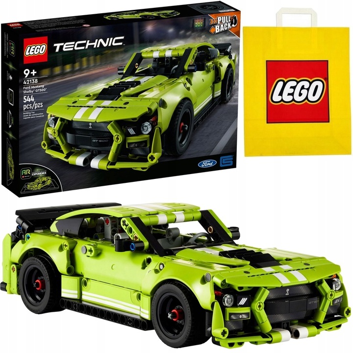 LEGO TECHNICS Samochód Ford Mustang Shelby + 2x silnik Pull&Back
