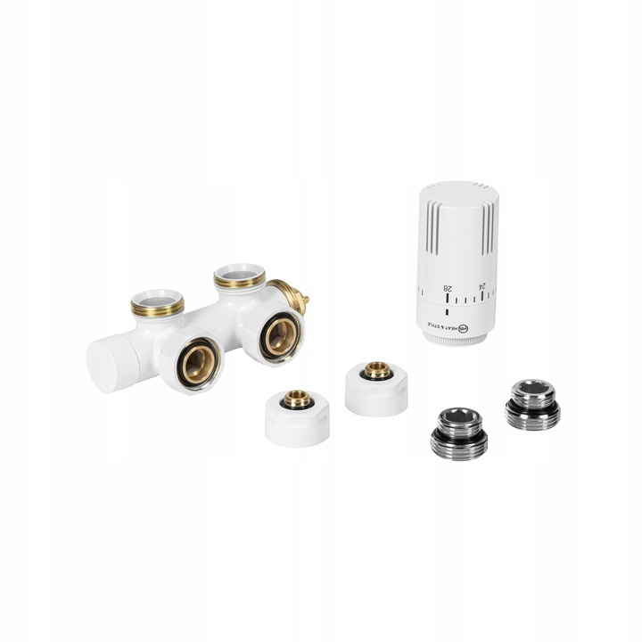 Zawór termostatyczny zespolony MULTIFLOW INVEST, biały prawy