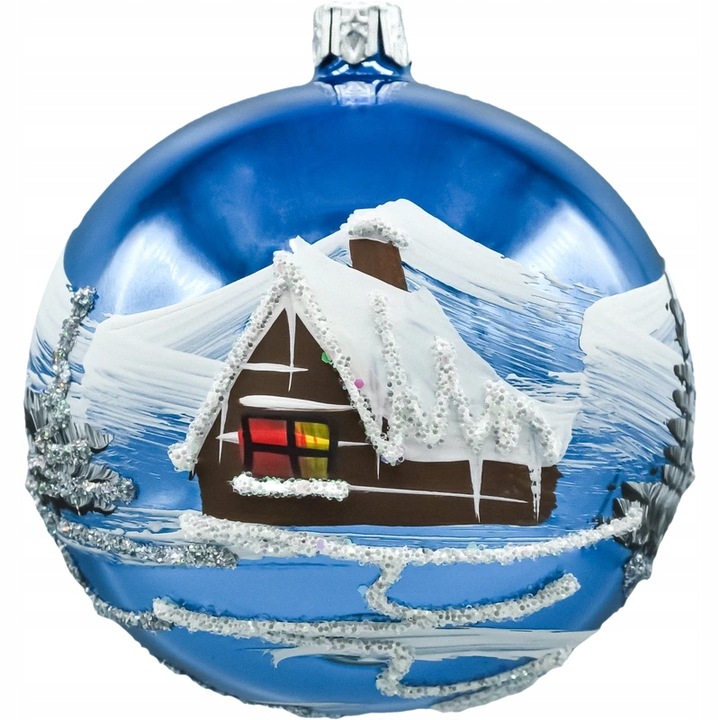 Bombka choinkowa ręcznie malowana - Zimowa Kraina: niebieska