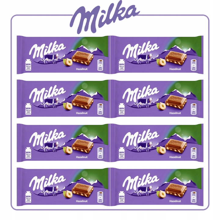MILKA Czekolada HAZELNUTS ORZECHOWA 8x100g