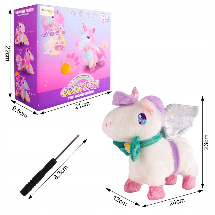 JEDNOROŻEC INTERAKTYWNY MASKOTKA KONIK CHODZI NA SMYCZY NA BATERIĘ