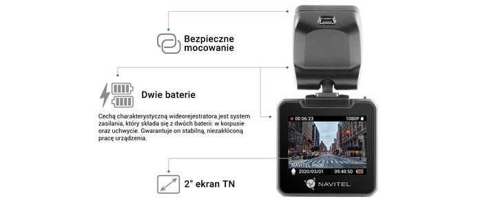 Wideorejestrator NAVITEL DVR R600 Full HD sensor SONY, Tryb parkingowy