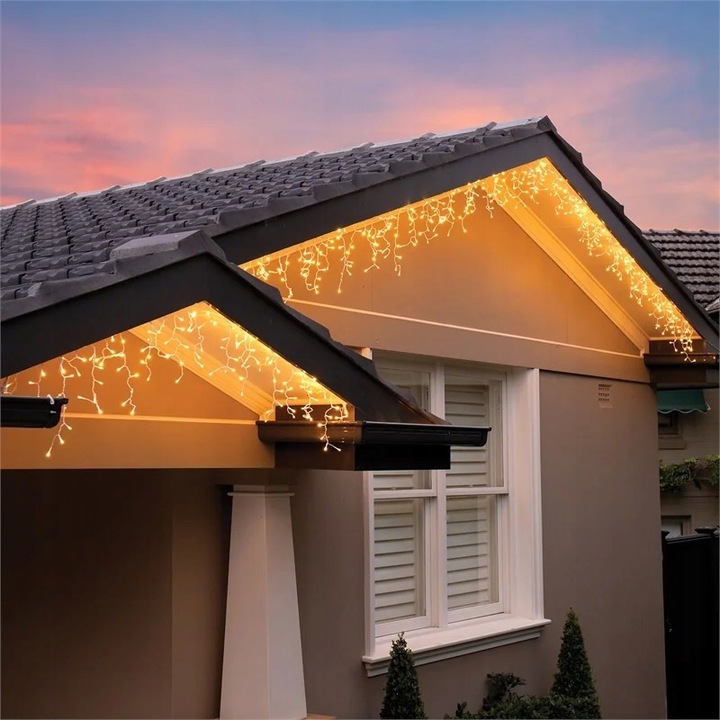 KURTYNA 200 LED 9,5m SOPLE GIRLANDA ŚWIETLNA LED BIAŁA CIEPŁA PROGRAMATOR