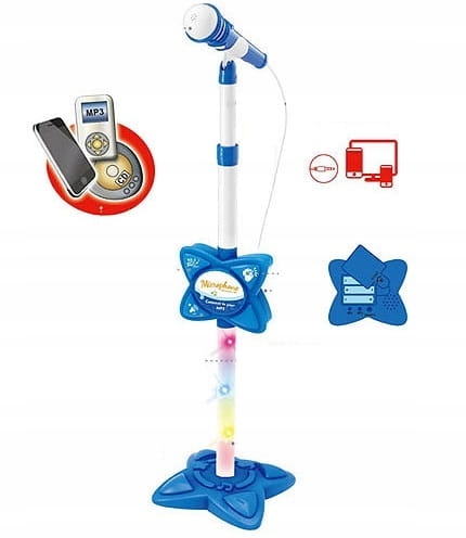 MIKROFON NA STATYWIE MP3 ŚWIATŁO DŹWIĘK KARAOKE