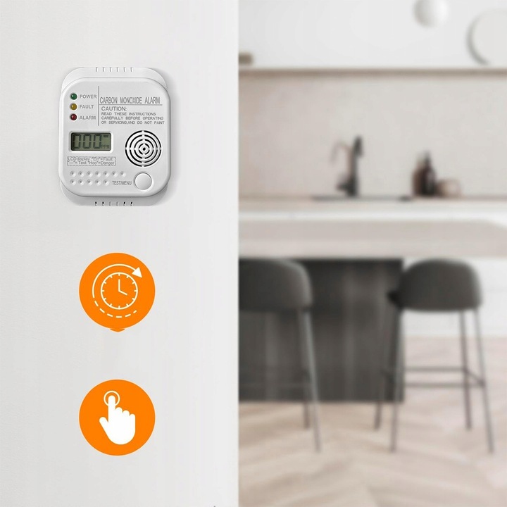 Bezprzewodowy czujnik gazu tlenku węgla czadu i dymu na baterię alarm