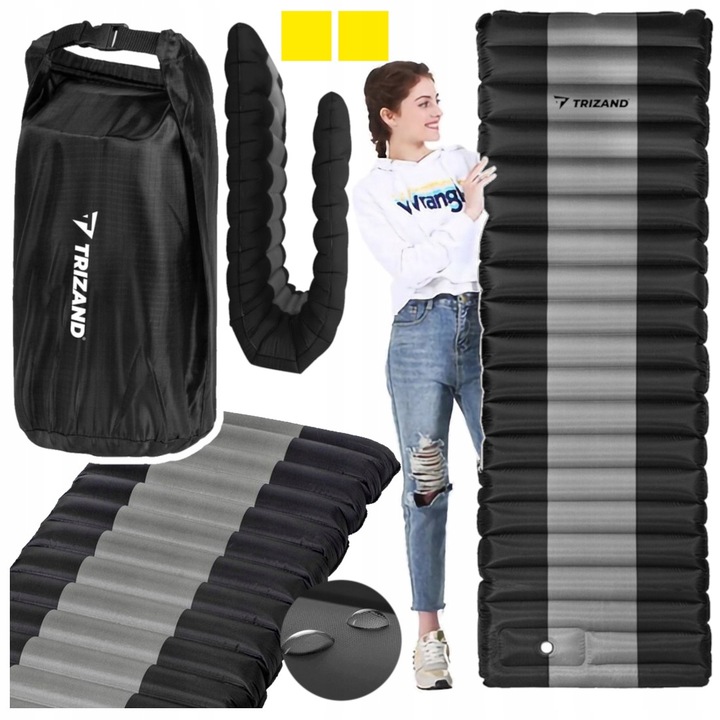 MATERAC DMUCHANY TURYSTYCZNY DO NAMIOTU ZWIJANY MOCNY + WBUDOWANA POMPKA