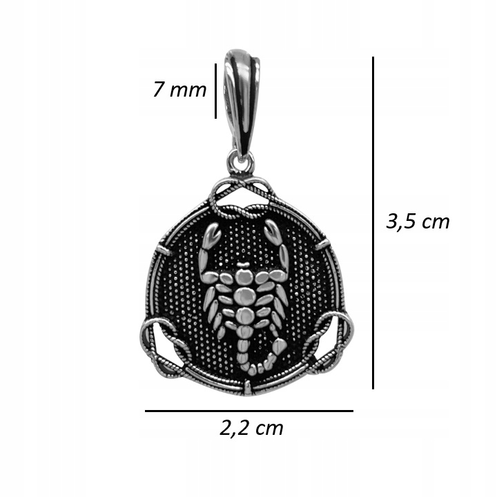 SREBRNA MĘSKA ZAWIESZKA WISIOREK ZNAK ZODIAKU SKORPION SREBRO 925 PREZENT