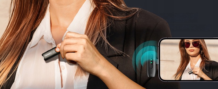 Mikrofon bezprzewodowy Hohem Lavalier Mic-01 (1 TX + 1 RX) Czarny, USB-C