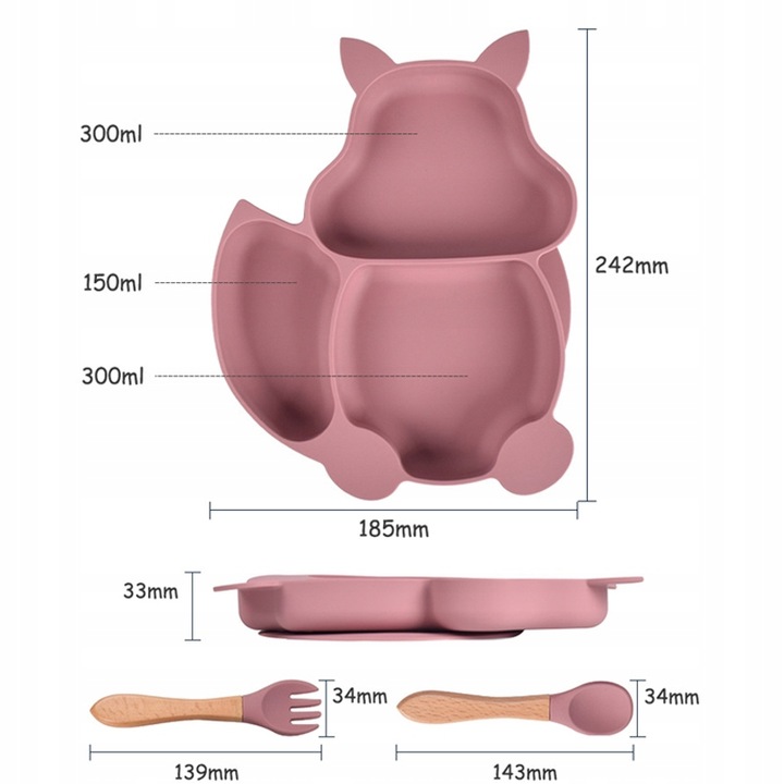 ZESTAW DO KARMIENIA NACZYŃ SILIKONOWE TALERZYK DLA NIEMOWLĄT Z PRZYSSAWKĄ
