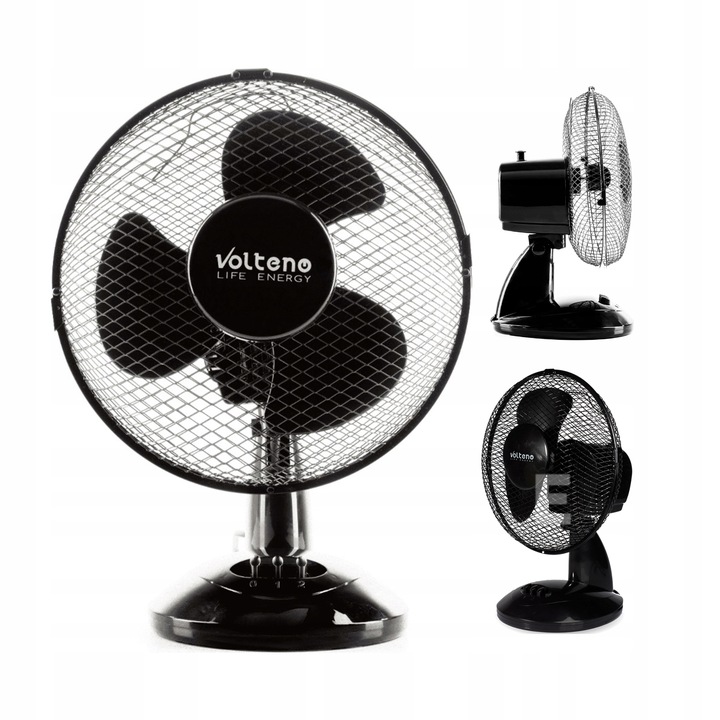 WENTYLATOR BIURKOWY STOŁOWY STOJĄCY CICHY 22cm CYRKULATOR CZARNY 2 TRYBY