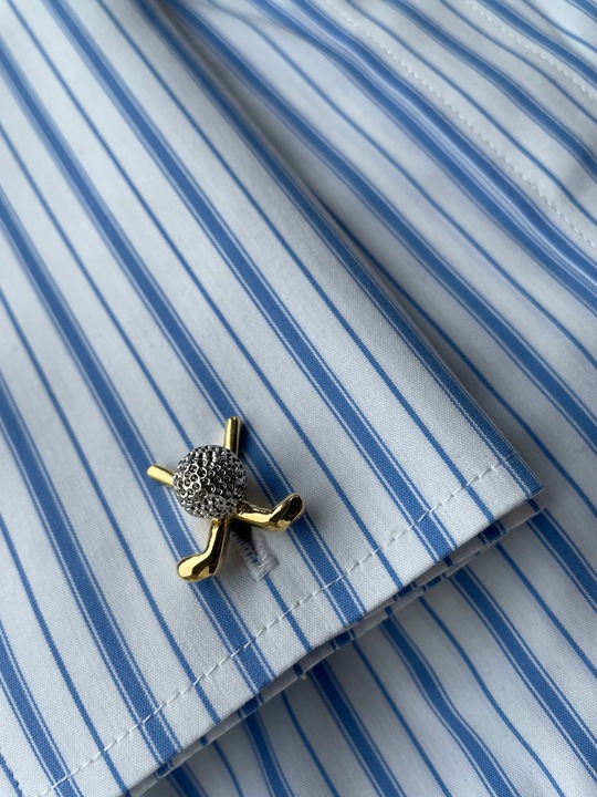 Smokingowe spinki do mankietów EXC Srebrne z Niebieską Masą Perłową + Etui