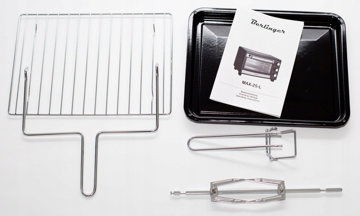 MINI PIEKARNIK ELEKTRYCZNY WOLNOSTOJĄCY 25L BERLINGER GRILL ROŻNO PRZENOŚNY