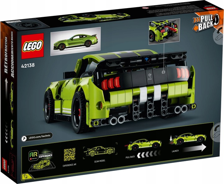 LEGO TECHNICS Samochód Ford Mustang Shelby + 2x silnik Pull&Back