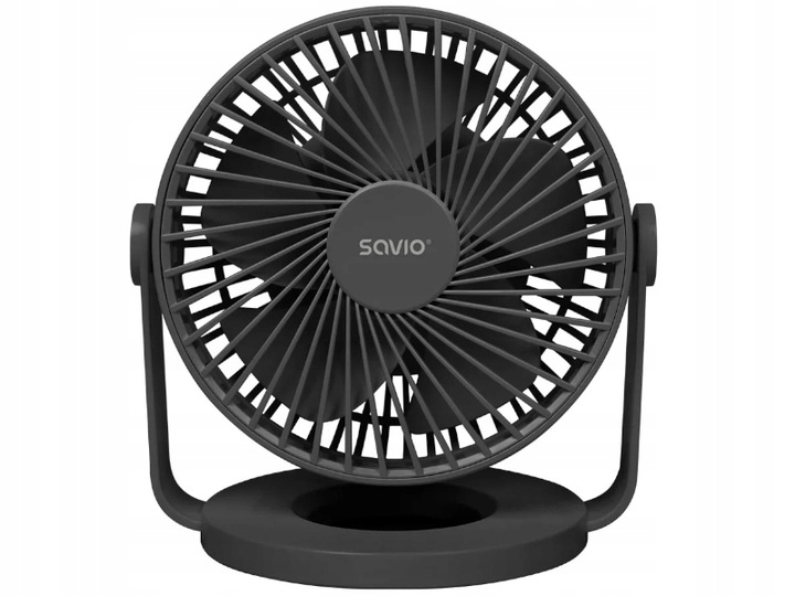 Wentylator biurkowy SAVIO z akumulatorem USB-C, czarny,