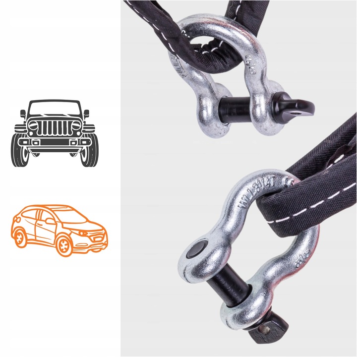 Linka Holownicza z Szeklami - Atest 7,5T Lina Holownicza Pas Holowniczy 5M