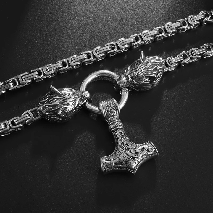 NASZYJNIK MĘSKI THOR MŁOT WIKINGÓW WIEDŹMIN SZKOŁA WILKA STAL CHIRURGICZNA
