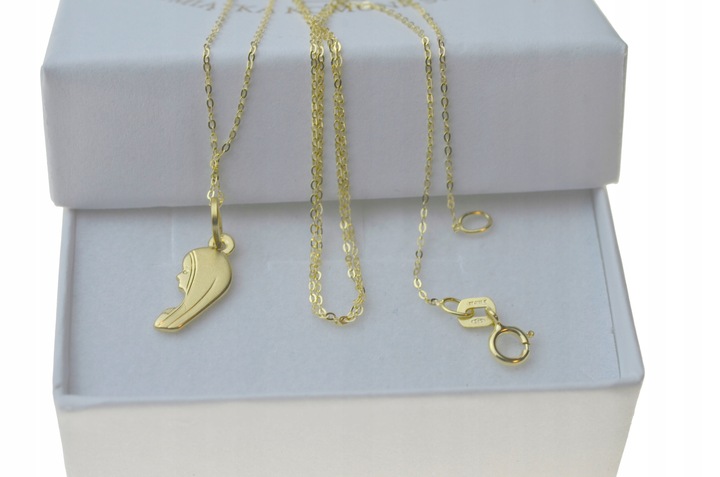 Złoty Łańcuszek z Medalikiem 585 wizerunek Matki Boskiej Na Komunię