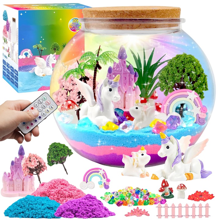 ZESTAW DO TWORZENIA KRYSZTAŁ TERRARIUM DIY DLA DZIECKI Z DIODĄ LED I PILOT