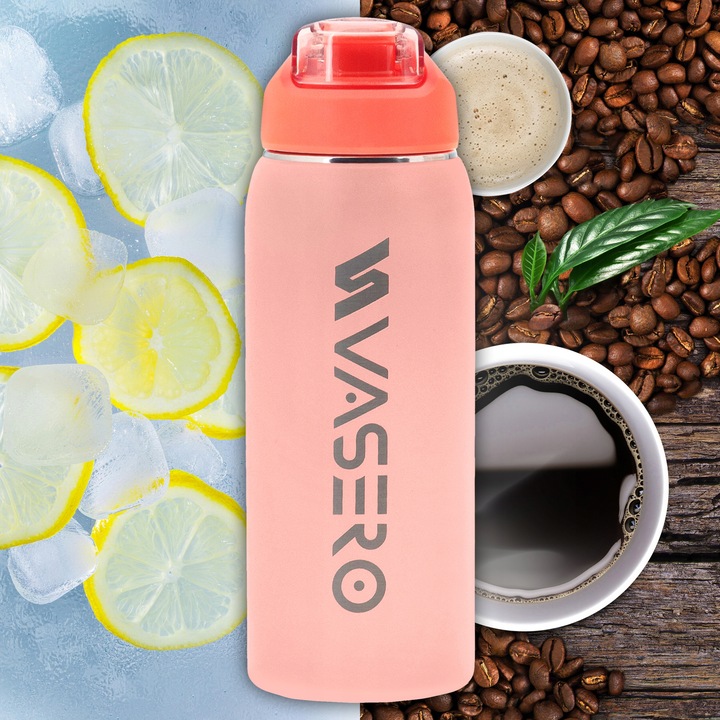 KUBEK TERMICZNY BIDON TERMOS PRÓŻNIOWY 750ml blokada uchwyt ustnik + SŁOMKA