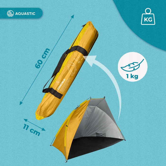 Namiot plażowy AQUASTIC Concielo pomarańczowy UPF50+ Ochrona przed słońcem