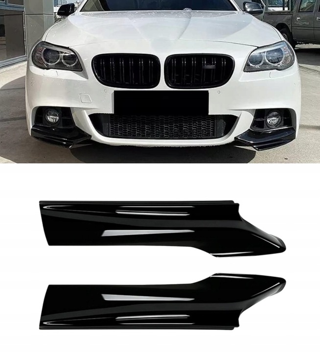 BMW F10 F11 M SPORT FLAPSY CZARNY POŁYSK SPLITTER DOKŁADKA ZDERZAKA PRZÓD