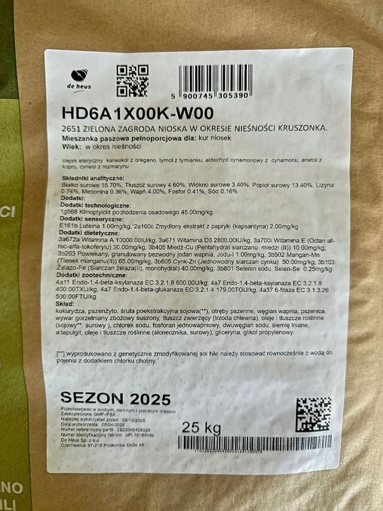 Pasza dla kur niosek 25 kg De Heus KRUSZONKA nioska