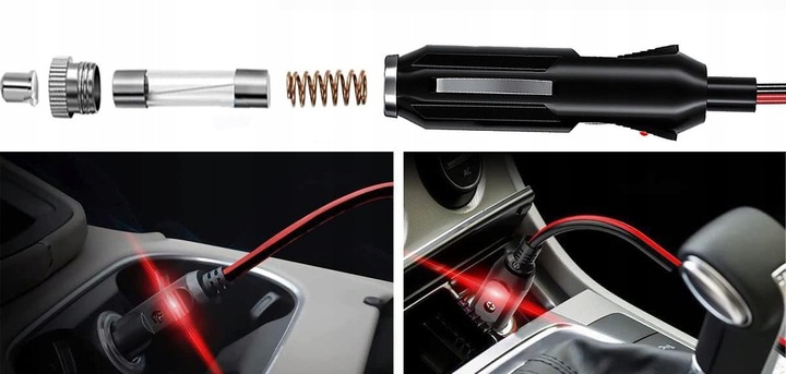 Wtyk gniazda zapalniczki z kablem 180 cm. i konektorami M5 12V 24V