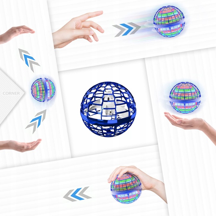 LATAJĄCA PIŁKA LATAJĄCA BOOMERANG SPINNER KULA STEROWANY RĘKĄ LED