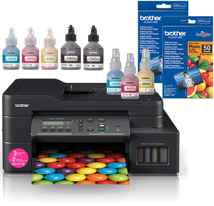 BROTHER DCP-T720DW kolor 3w1 duplex ADF Wi-Fi GWPL + 3 TUSZE + ZESTAW FOTO