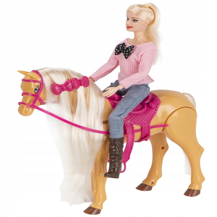 Lalka z koniem dla dziewczynek CHODZI DŹWIĘK długa grzywa do czesania