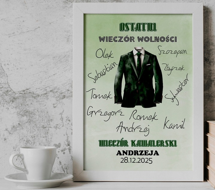 PREZENT NA WIECZÓR KAWALERSKI PAMIĄTKA OBRAZEK A4 IKWK