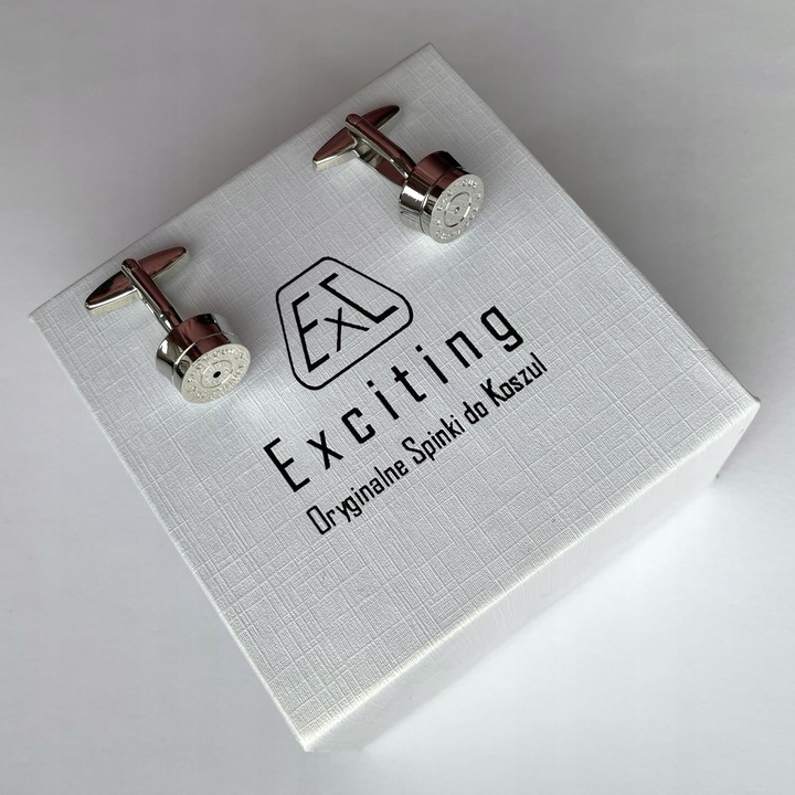 Spinki do mankietów EXC Nabój Naboje Łuski Shot Gun dla myśliwego żołnierza