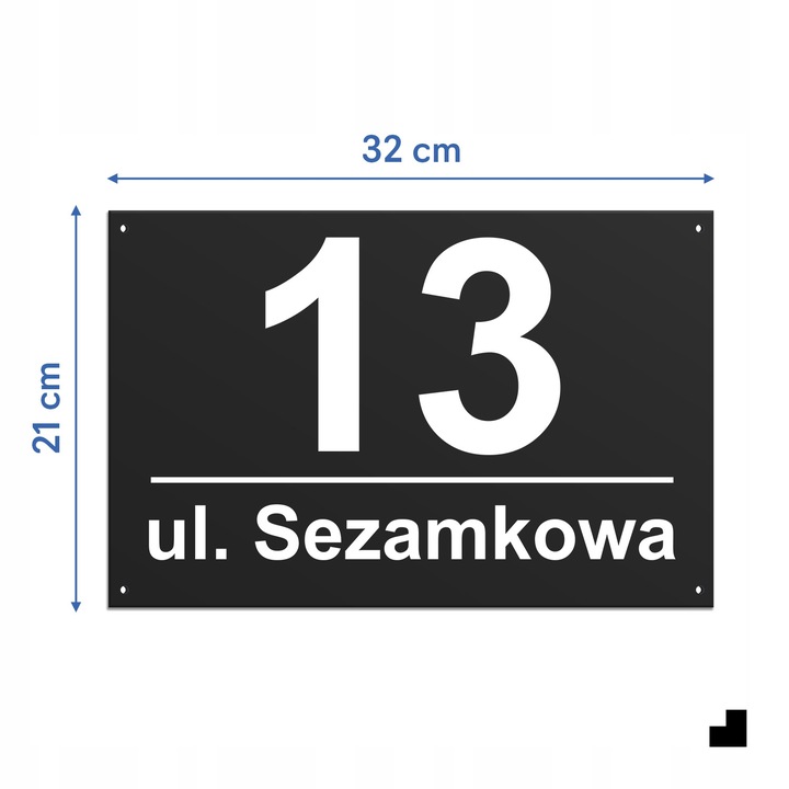 Numer Domu Na Dom Tabliczka Adresowa z Numerem Domu Czarna 32x21 4 dystanse