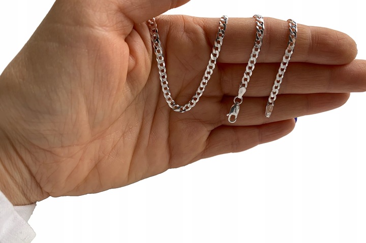 SREBRNY MĘSKI ŁAŃCUSZEK PANCERKA 035/55cm SREBRO 925 pełne DIAMENTOWANE