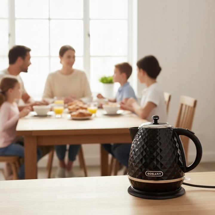 Czajnik Elektryczny Bezprzewodowy 1,7 L | 2200 W | Mocny | Filtr | Czarny