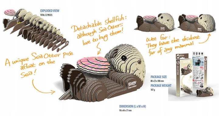 Wydra Eugy. Eko Układanka Puzzle 3D.