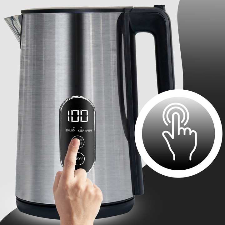 CZAJNIK ELEKTRYCZNY BEZPRZEWODOWY DOTYKOWY 1800W REGULACJA TEMPERATURY 1,8L