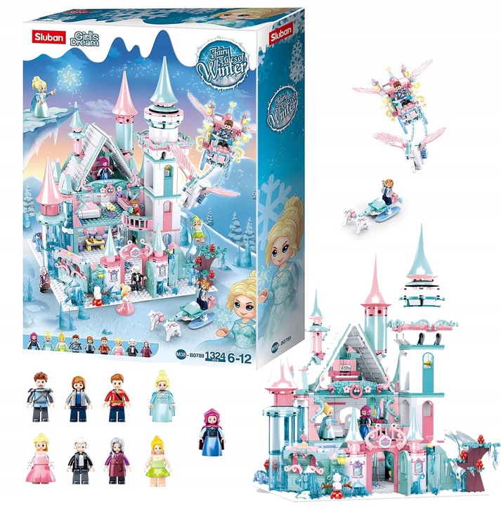 KLOCKI DLA DZIEWCZYNKI ZAMEK KRAINA LODU 1324 EL. ZESTAW KLOCKÓW PAŁAC