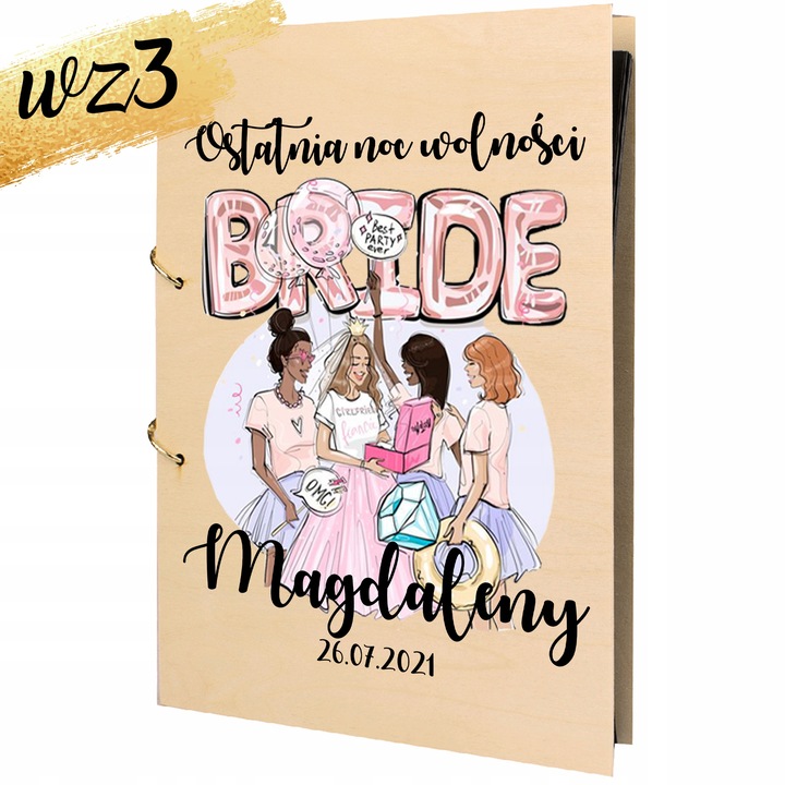 ALBUM WIECZÓR PANIEŃSKI z NADRUKIEM PREZENT DLA PANNY MŁODEJ IMIĘ Y3